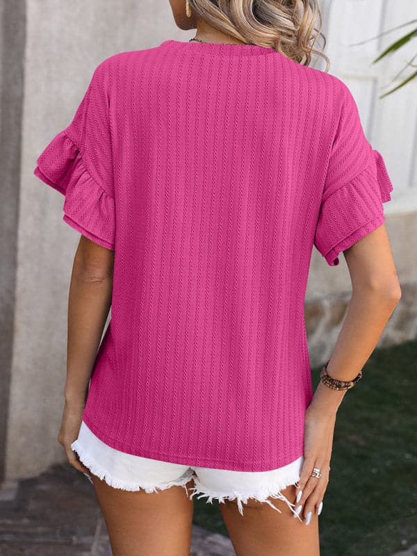 Chic ruffle sleeve T-shirt