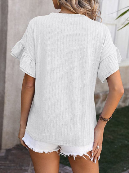 Chic ruffle sleeve T-shirt