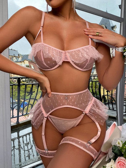 Sexy and tempting three-point bra and panties sexy set.