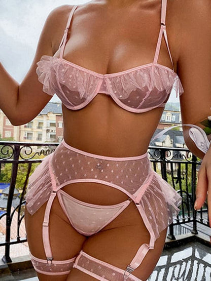 Sexy and tempting three-point bra and panties sexy set.