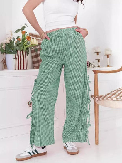 Chic plaid strappy trousers for women