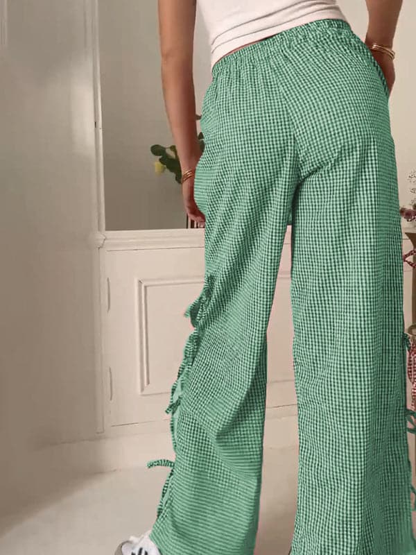 Chic plaid strappy trousers for women