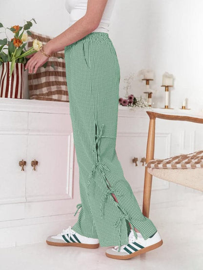 Chic plaid strappy trousers for women