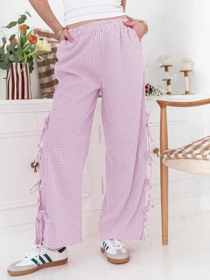 Chic plaid strappy trousers for women