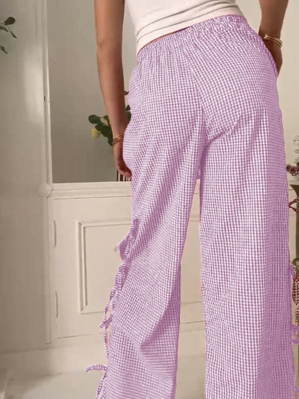 Chic plaid strappy trousers for women