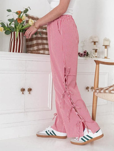 Chic plaid strappy trousers for women