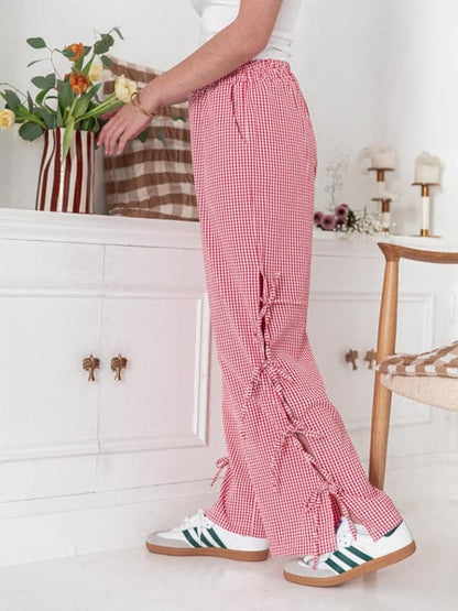 Chic plaid strappy trousers for women