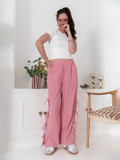 Chic plaid strappy trousers for women