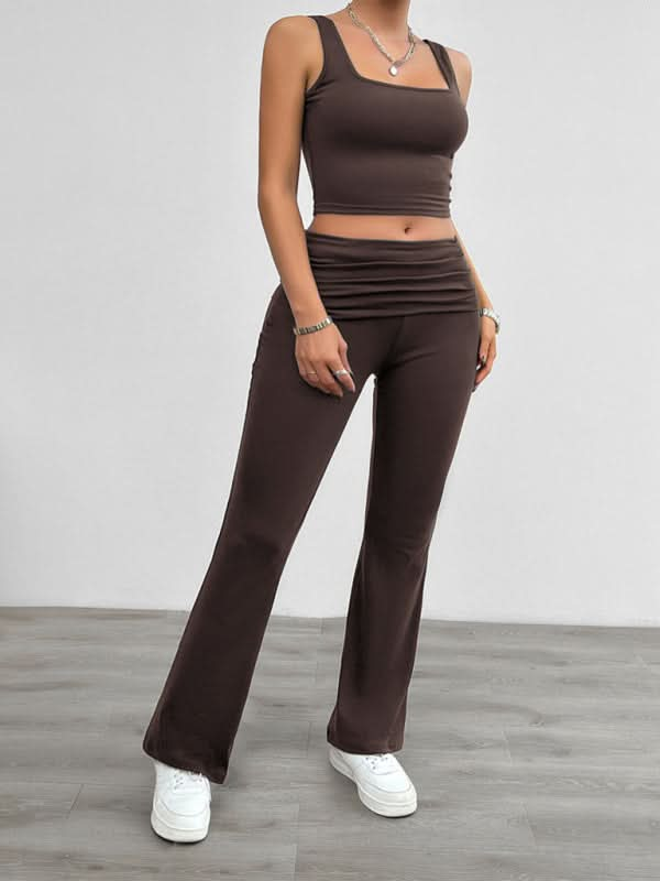 Chic women's stretch vest & pants set