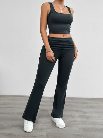 Chic women's stretch vest & pants set