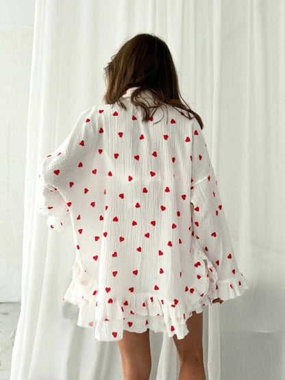 Charming heart print pajama set