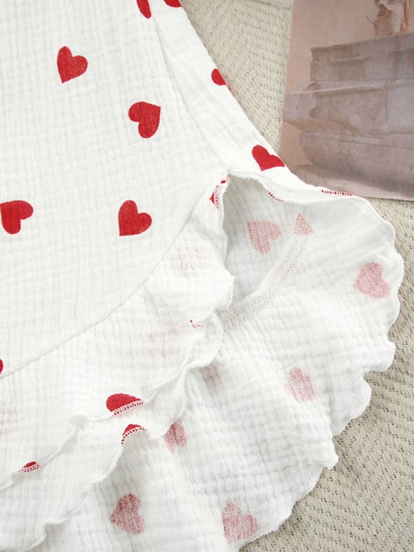 Charming heart print pajama set