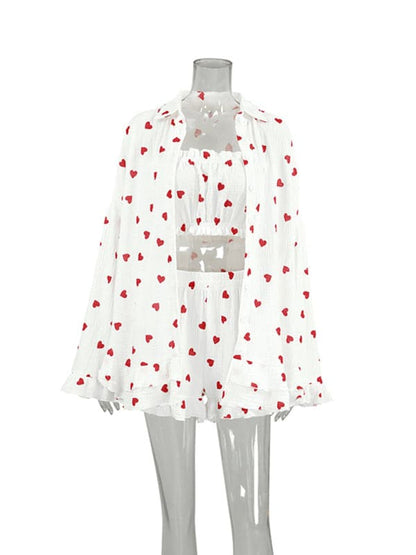 Charming heart print pajama set