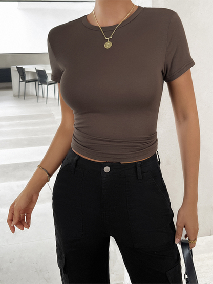 Chic cropped solid tee for women