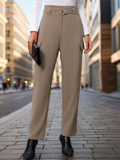 Lace-up pocket trousers for women