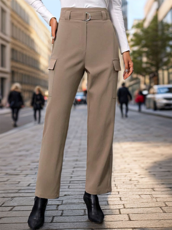 Lace-up pocket trousers for women