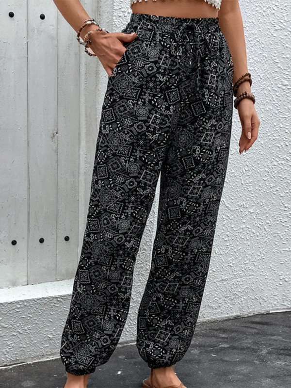 Boho-printed skinny pants for women