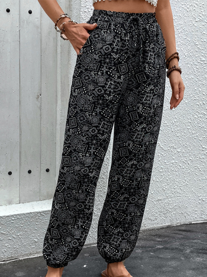 Boho-printed skinny pants for women