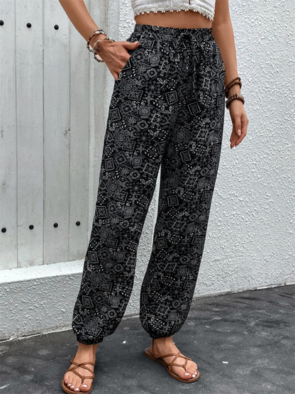 Boho-printed skinny pants for women