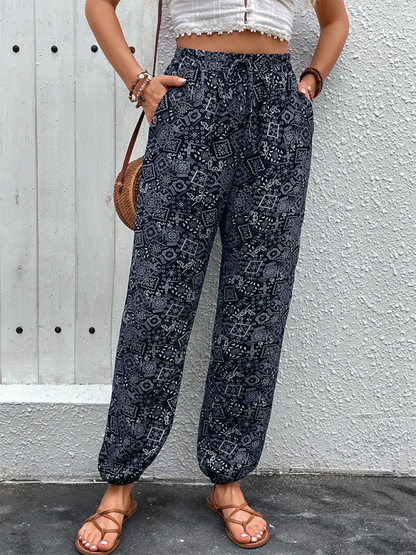 Boho-printed skinny pants for women