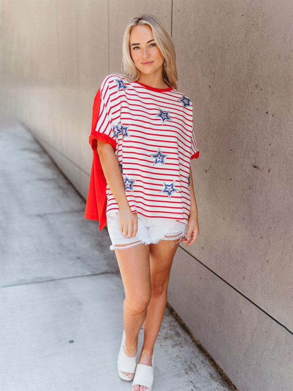 Patriotic sequined t-shirt for summer