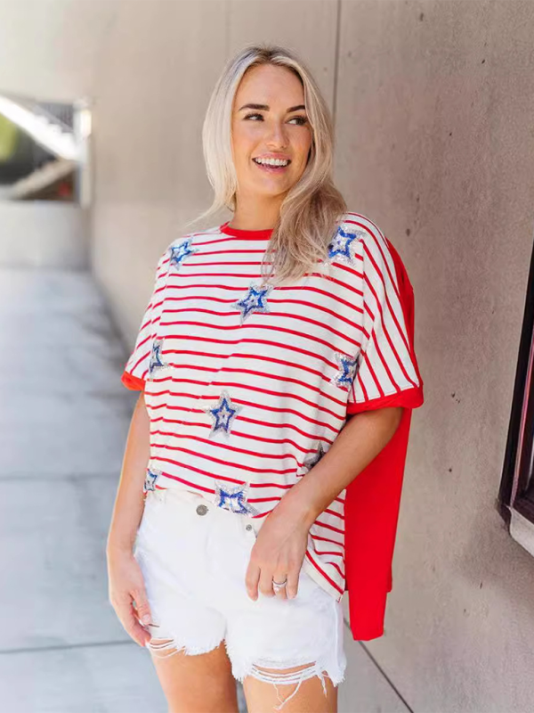 Patriotic sequined t-shirt for summer