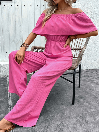 Chic one-shoulder jumpsuit in solid color