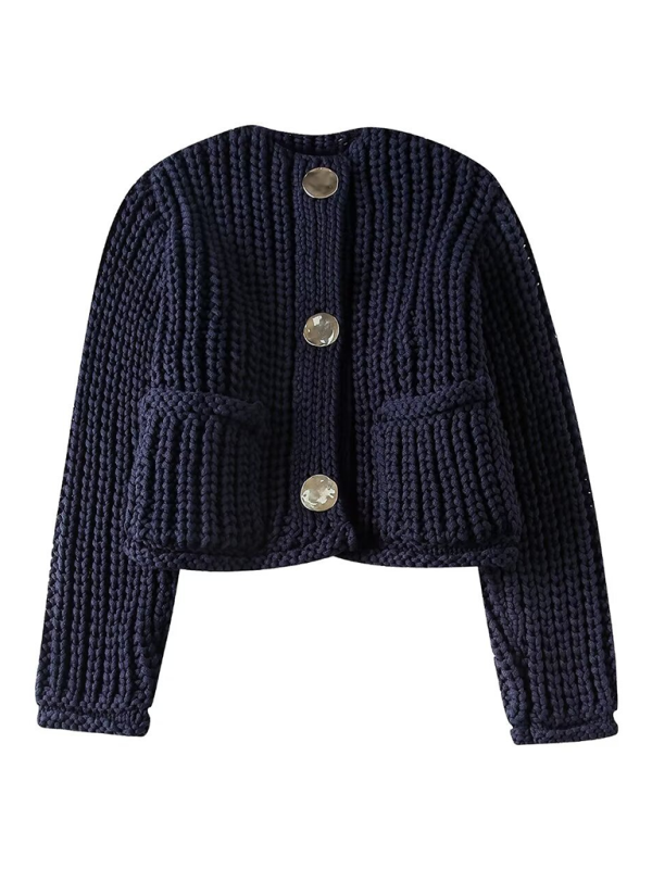 Women's Chunky Needle Long Sleeve Knitted Jacket.