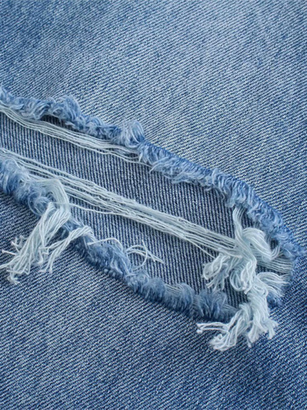 High waist ripped blue wide-leg jeans - Love Salve 