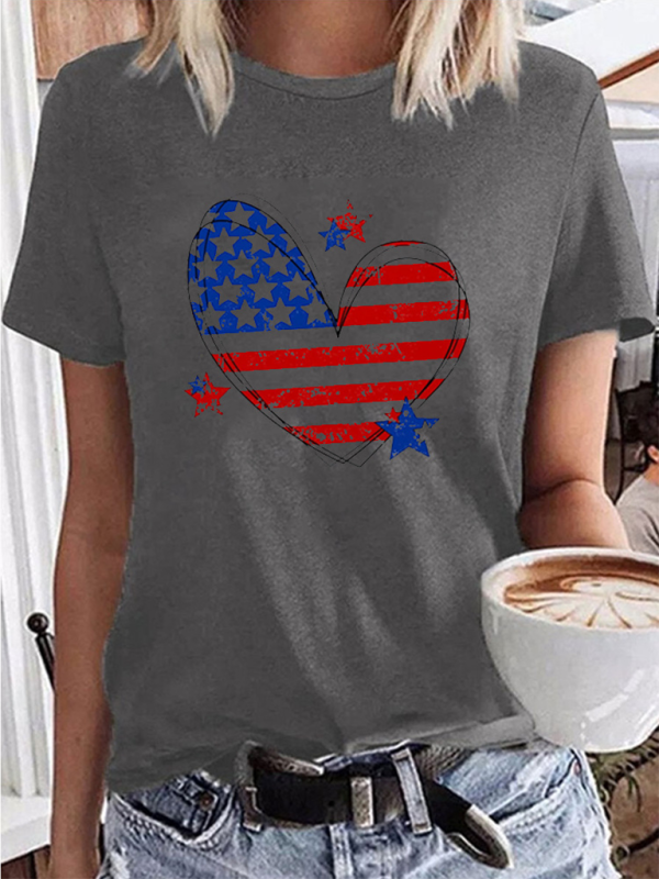 New Independence Day Love Print Women's T-shirt.