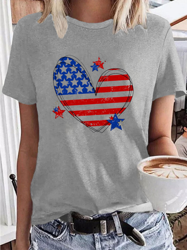 New Independence Day Love Print Women's T-shirt.