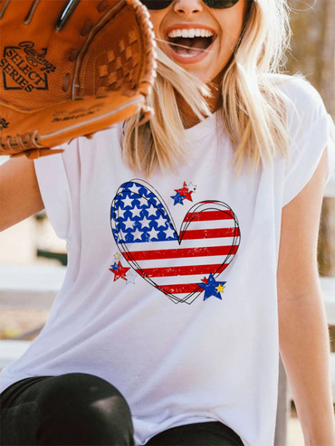 New Independence Day Love Print Women's T-shirt.