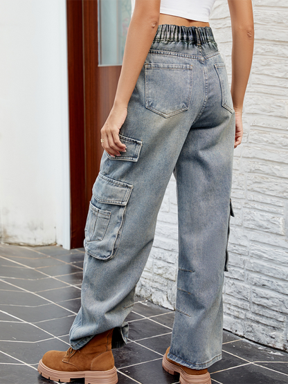 Chic washed denim overalls - comfy fit