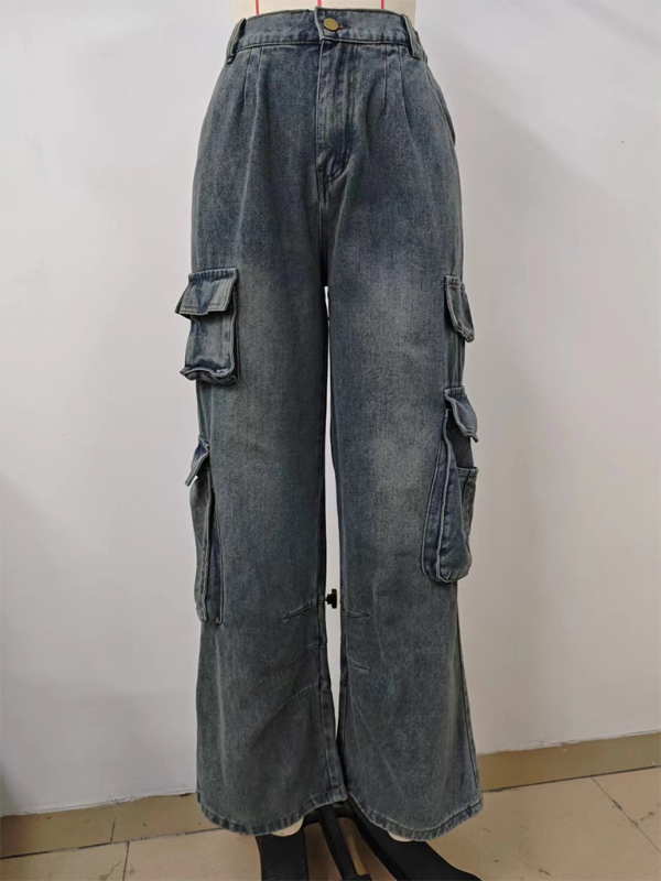 Chic washed denim overalls - comfy fit