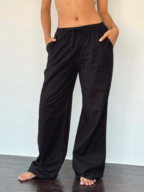 Casual striped drawstring trousers