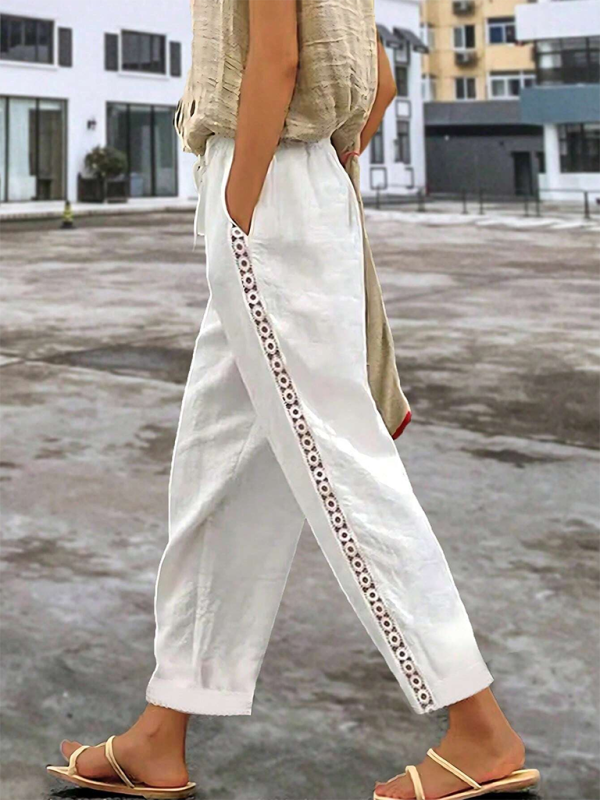 Casual side-cut drawstring pants