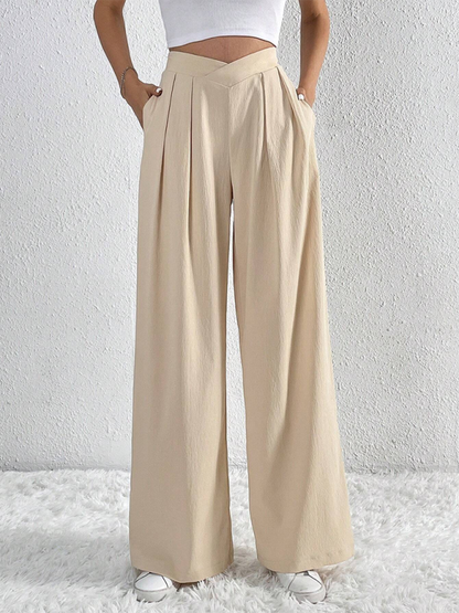 Chic pleated wide leg trousers