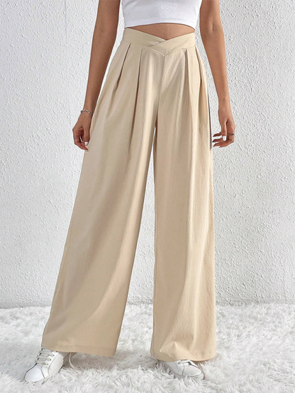 Chic pleated wide leg trousers