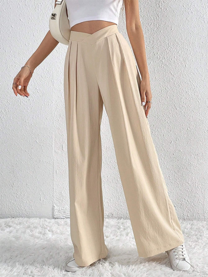 Chic pleated wide leg trousers