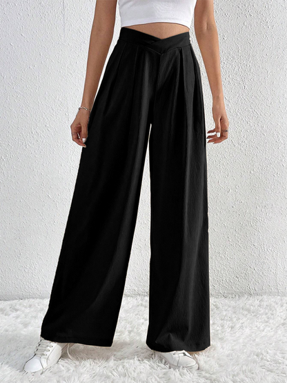 Chic pleated wide leg trousers