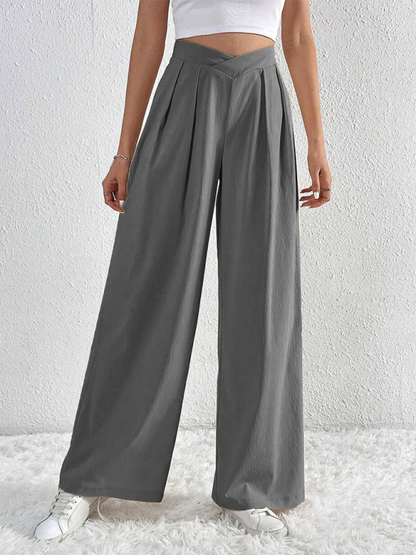 Chic pleated wide leg trousers