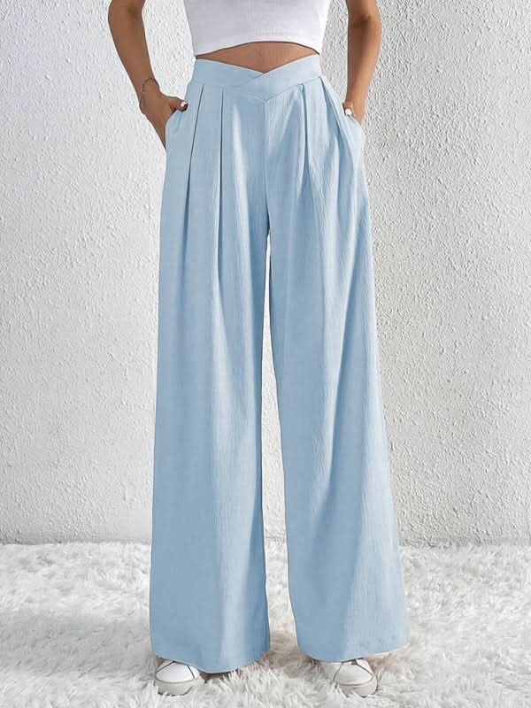 Chic pleated wide leg trousers