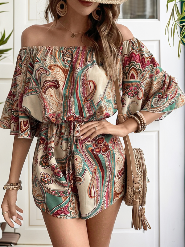 Bohemian off-shoulder jumpsuit for women