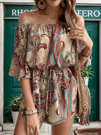 Bohemian off-shoulder jumpsuit for women