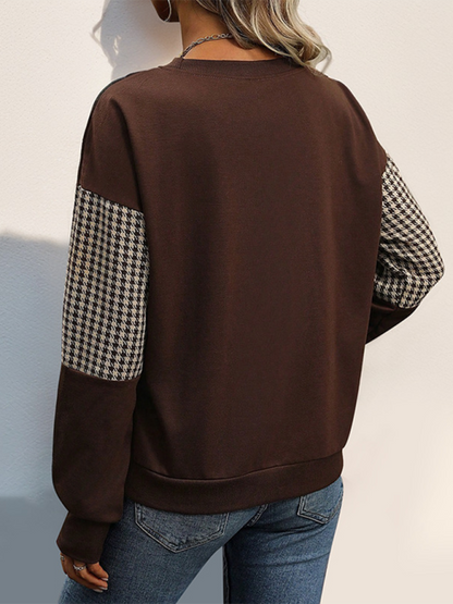 Color block houndstooth sweater