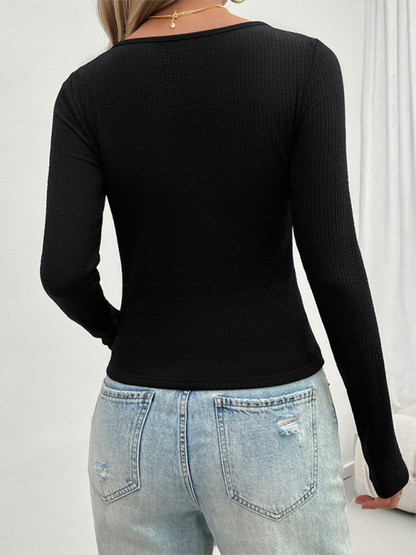 Chic u-neck long sleeve top