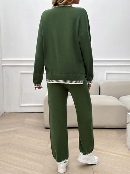 Chic women's knit sweater & pants set