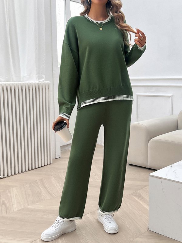 Chic women's knit sweater & pants set