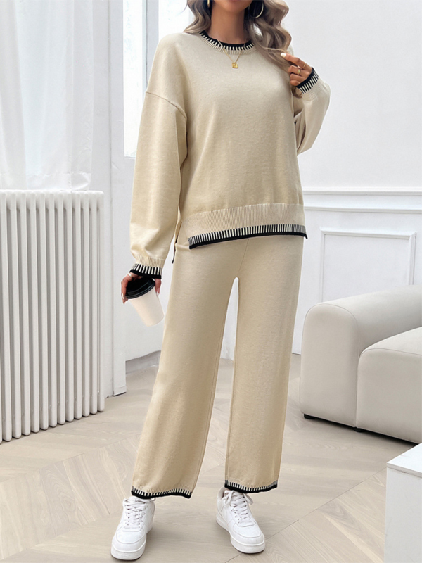 Chic women's knit sweater & pants set