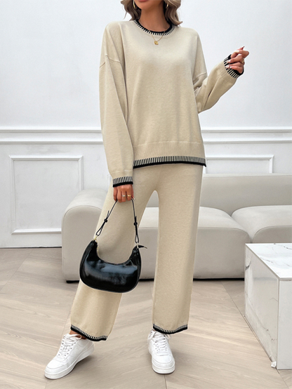 Chic women's knit sweater & pants set